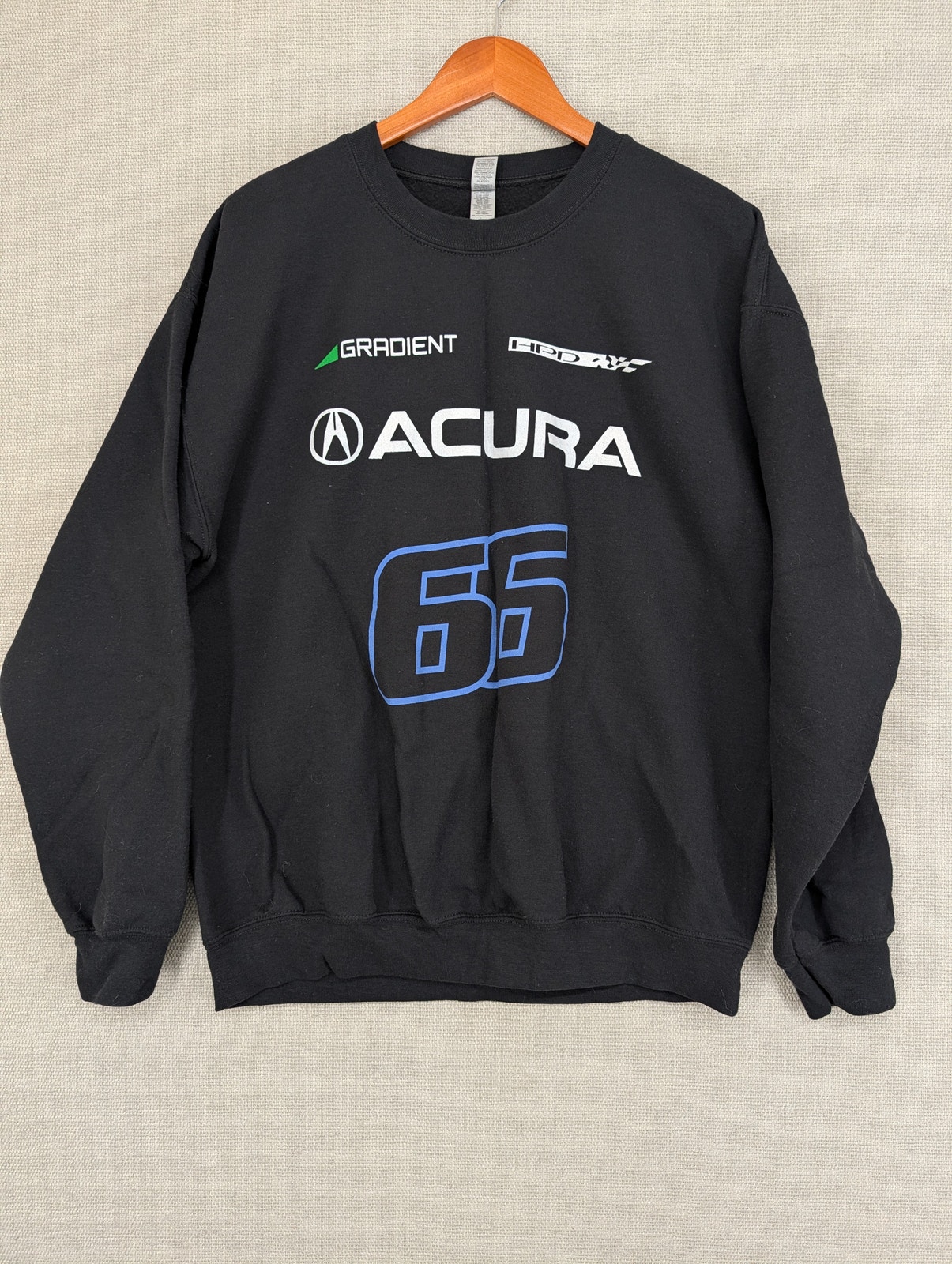 Gradient Racing Acura Hpd 66 Crew Sweatshirt Size Large Black Motorsports